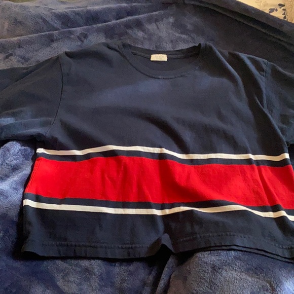 John Galt Brandy Melville red white and blue striped crop top - Picture 3 of 6